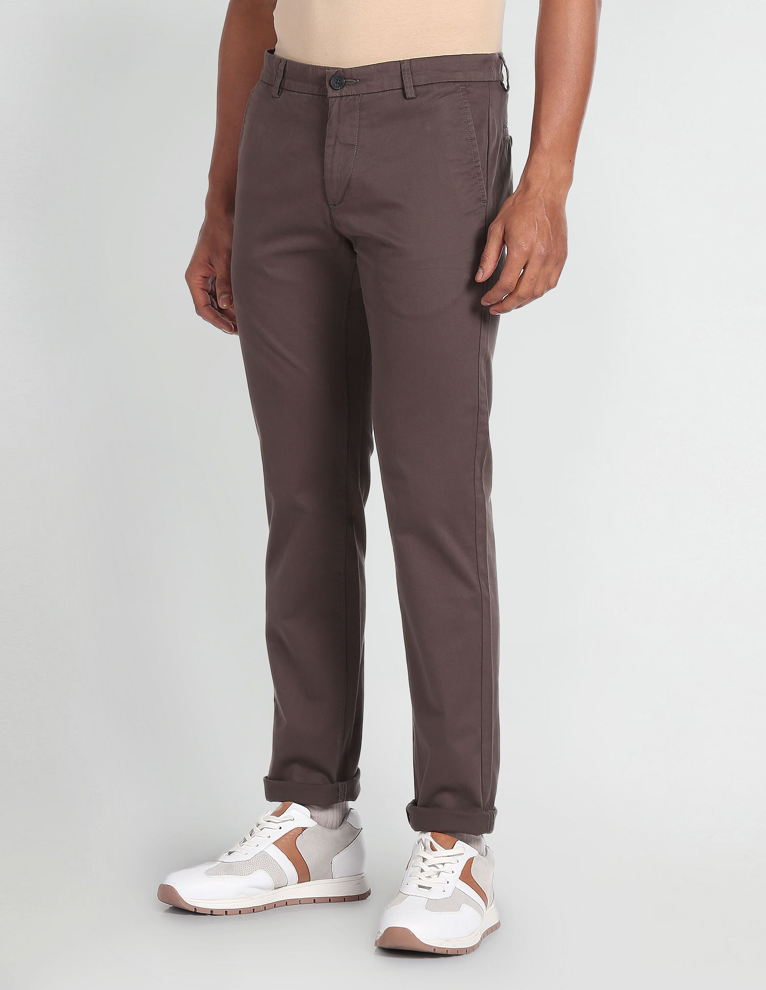 Buy Arrow Sports Bronson Slim Fit Printed Casual Trousers - NNNOW.com