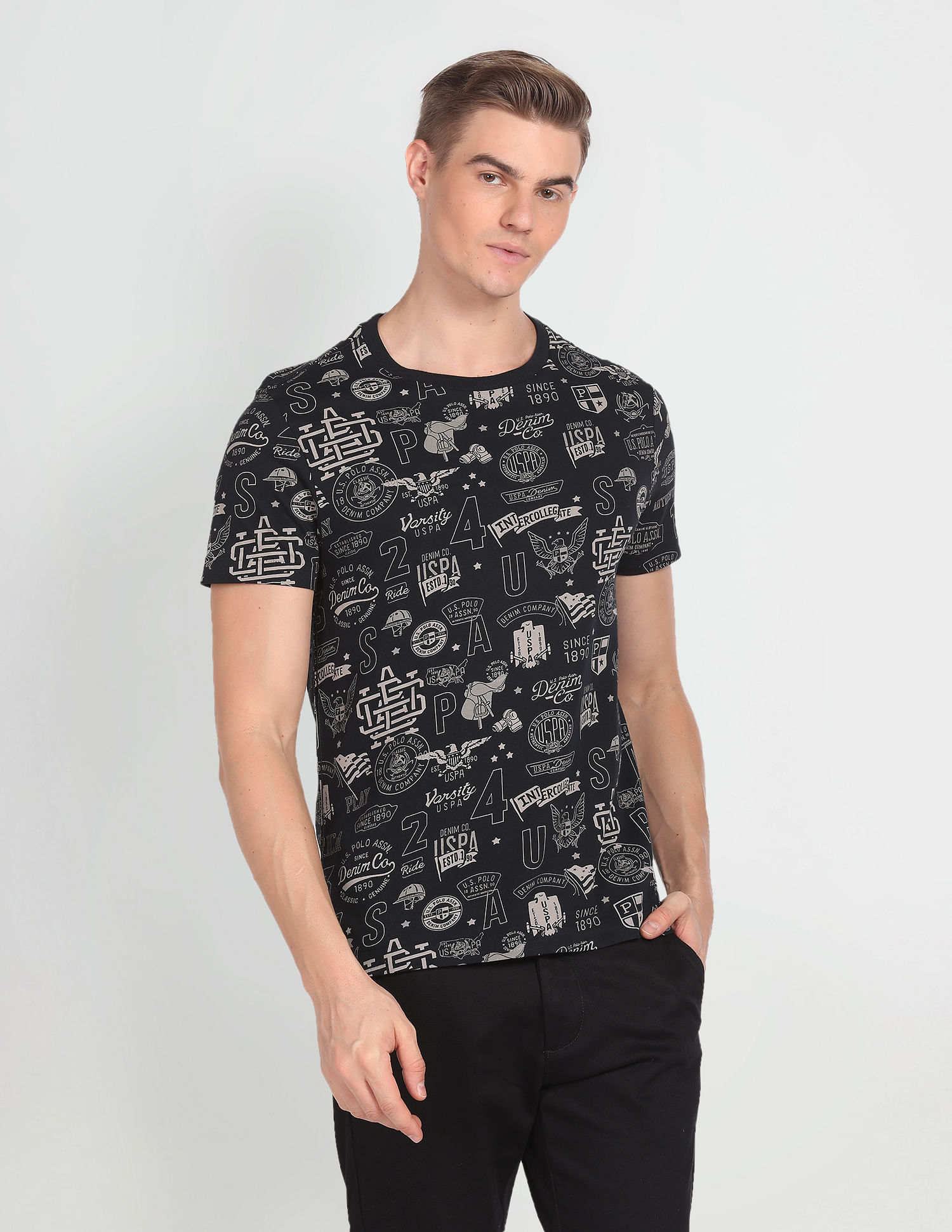 Buy U.S. Polo Assn. Denim Co. Cotton All Over Print T-Shirt - NNNOW.com