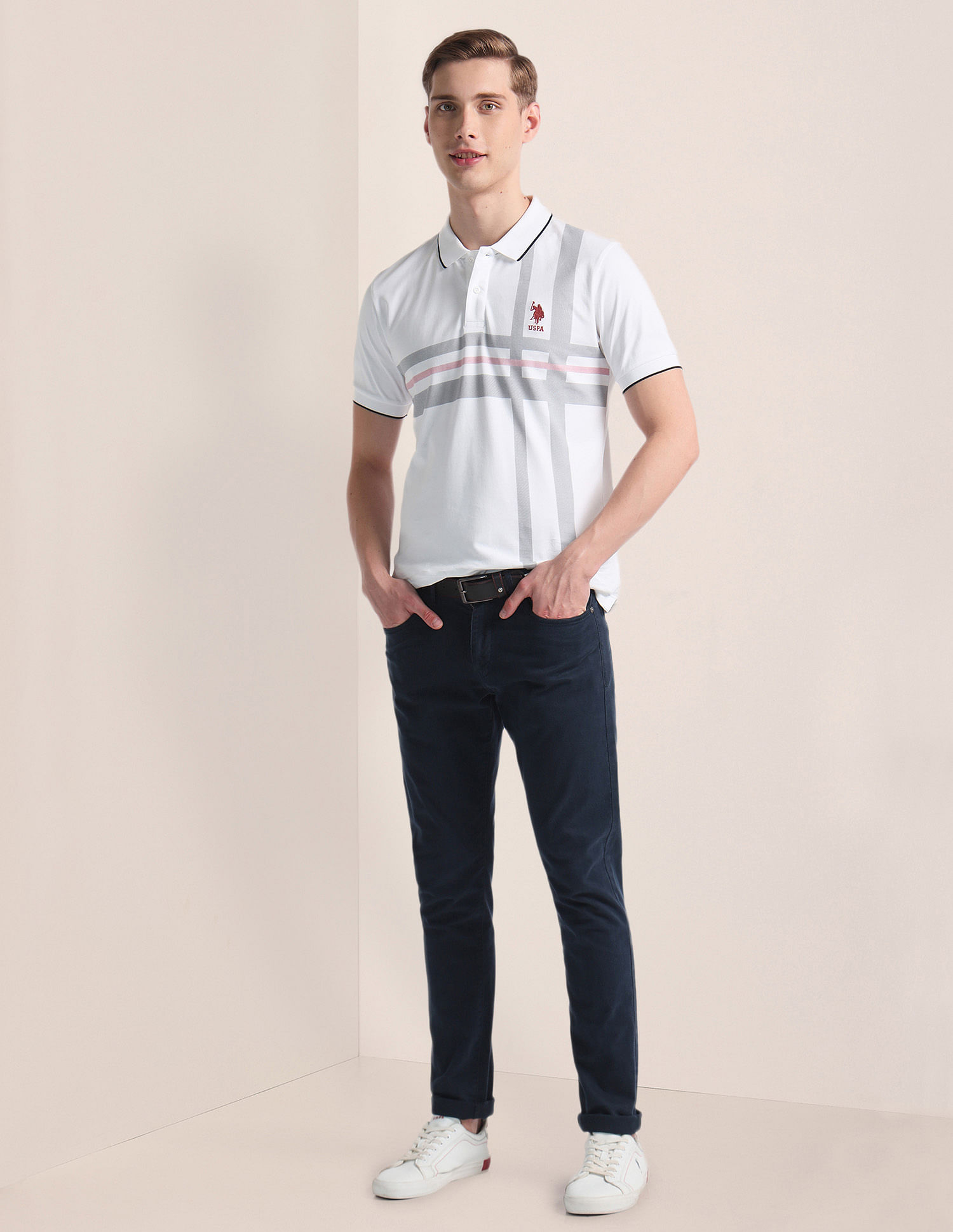 U.S. Polo Assn. Tipped Collar Striped Polo Shirt