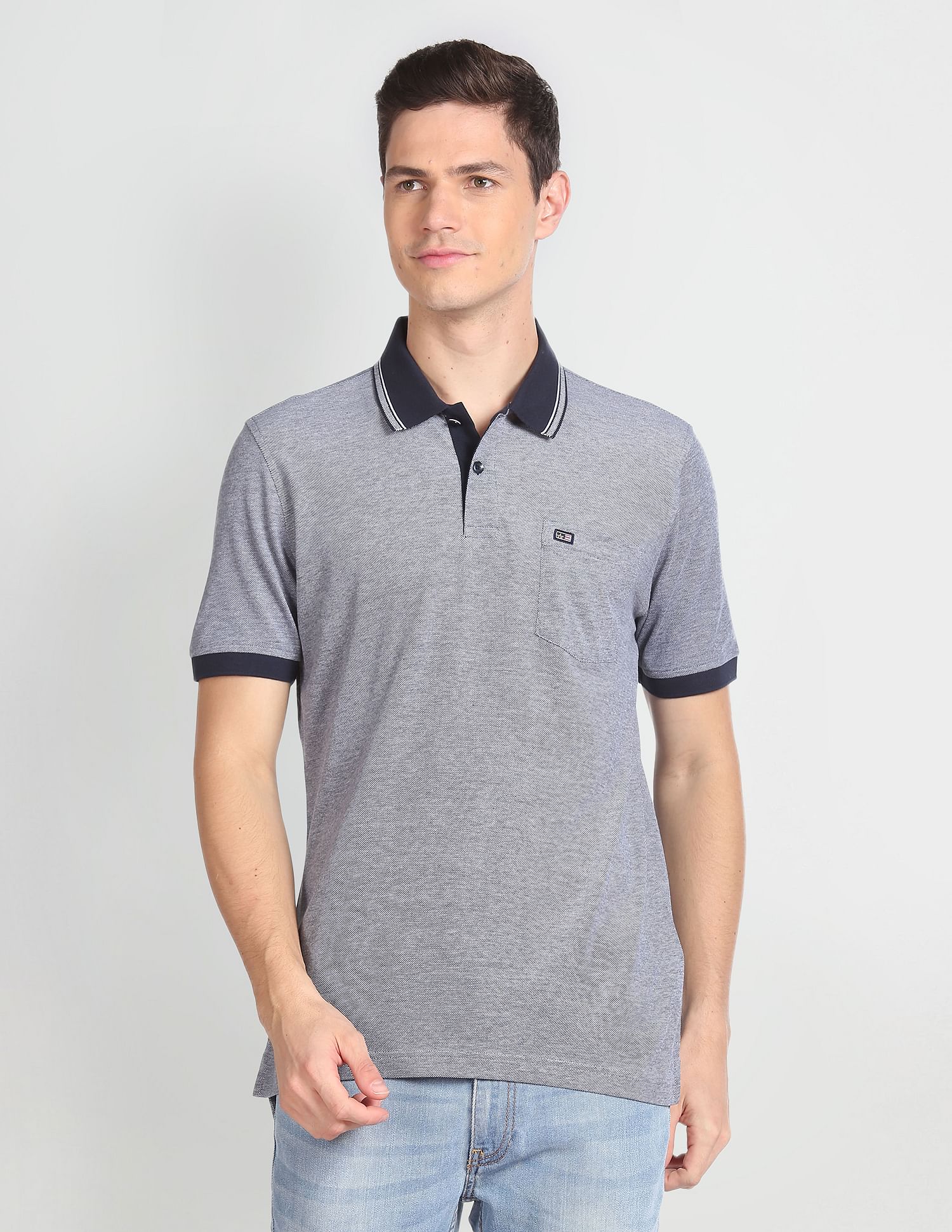 Arrow Sports Patterned Collar Cotton Polo Shirt