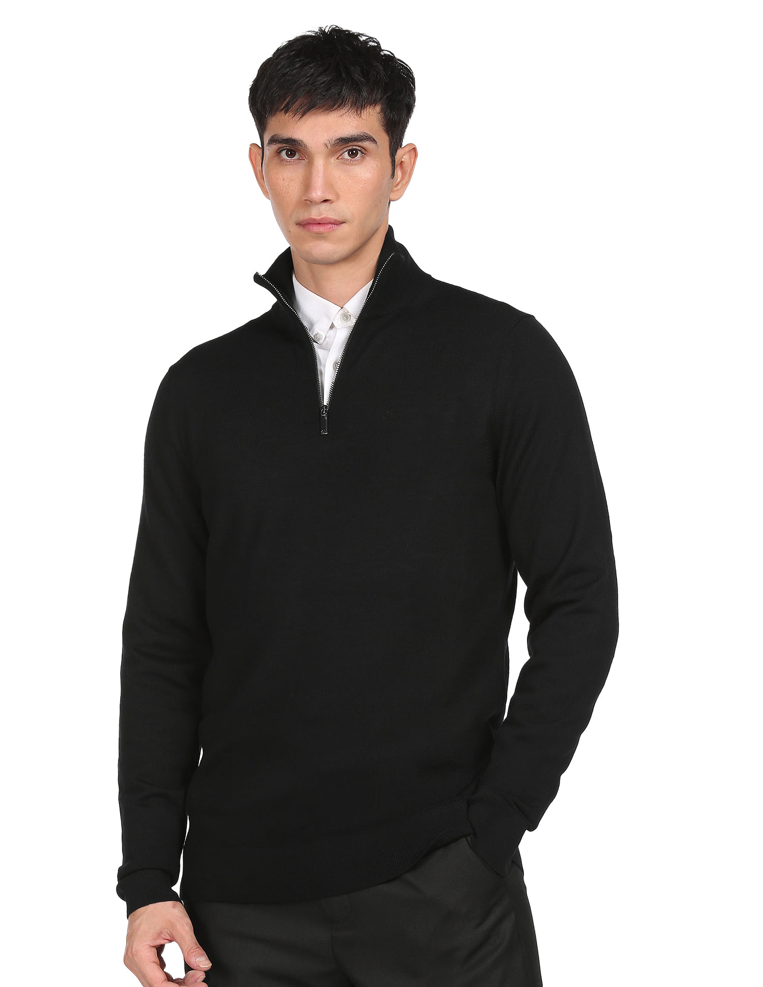 Buy Calvin Klein Men Superior Wool Half Zipper Sweater 