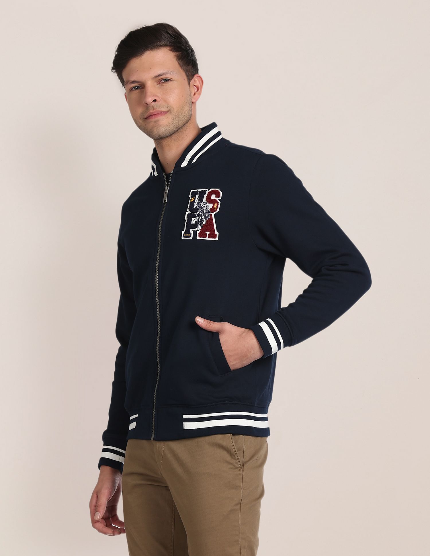 U.S. Polo Assn. Stand Neck Appliqued Sweatshirt