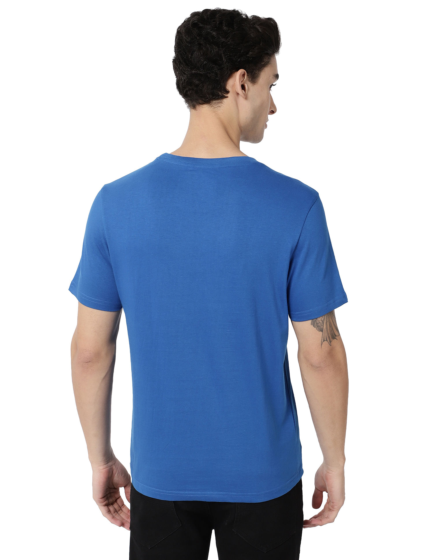 AD by Arvind Crew Neck Brand Print Cotton T-Shirt