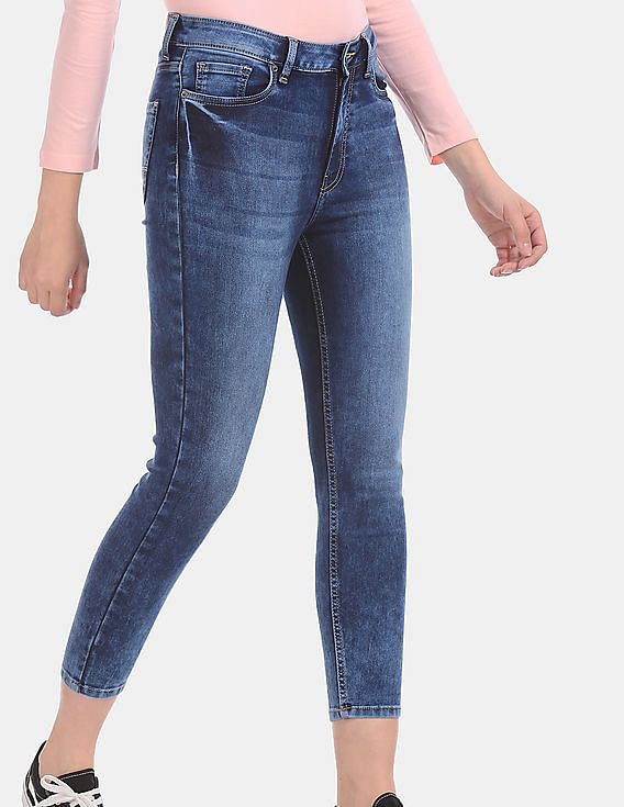 blue ankle length jeans