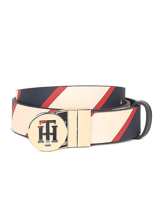 Mince sponsor Lad os gøre det Buy Tommy Hilfiger Women Navy And White Round Buckle Reversible Belt -  NNNOW.com