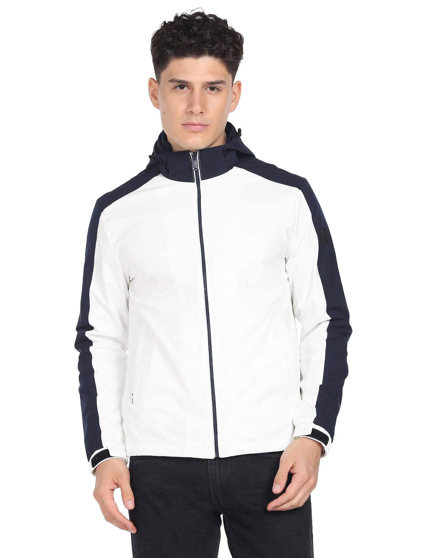Arrow Sports Hooded Colour Block Jacket