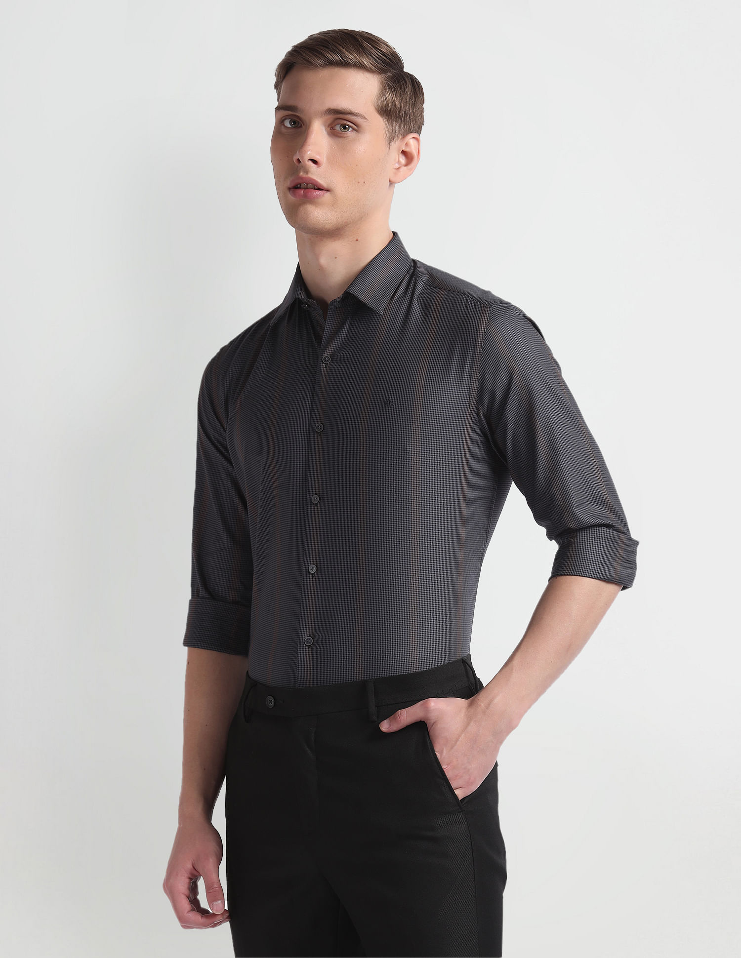 Arrow Newyork Manhattan Slim Fit Houndstooth Shirt