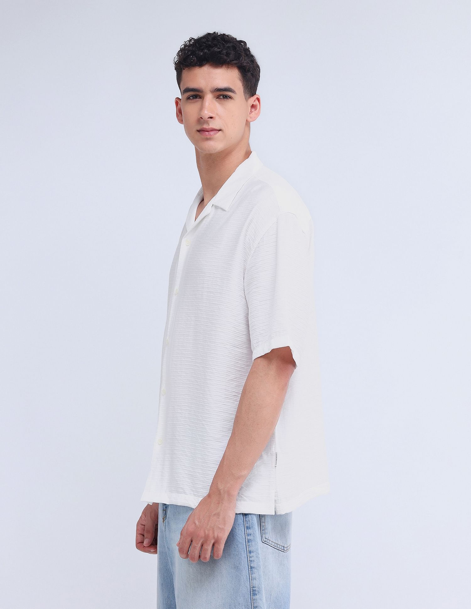 Flying Machine Oversized Twill Solid Shirt
