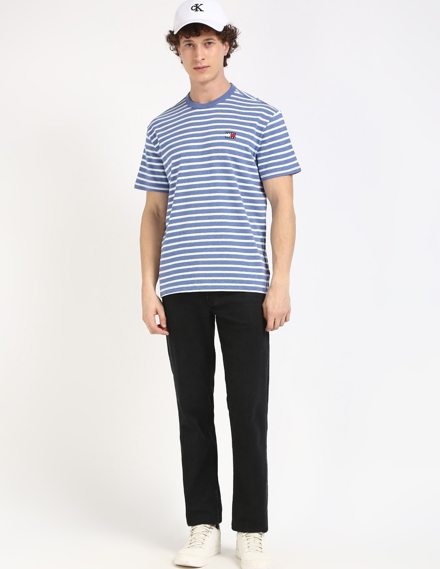 Tommy Hilfiger Logo Striped Regular-Fit Cotton T-Shirt