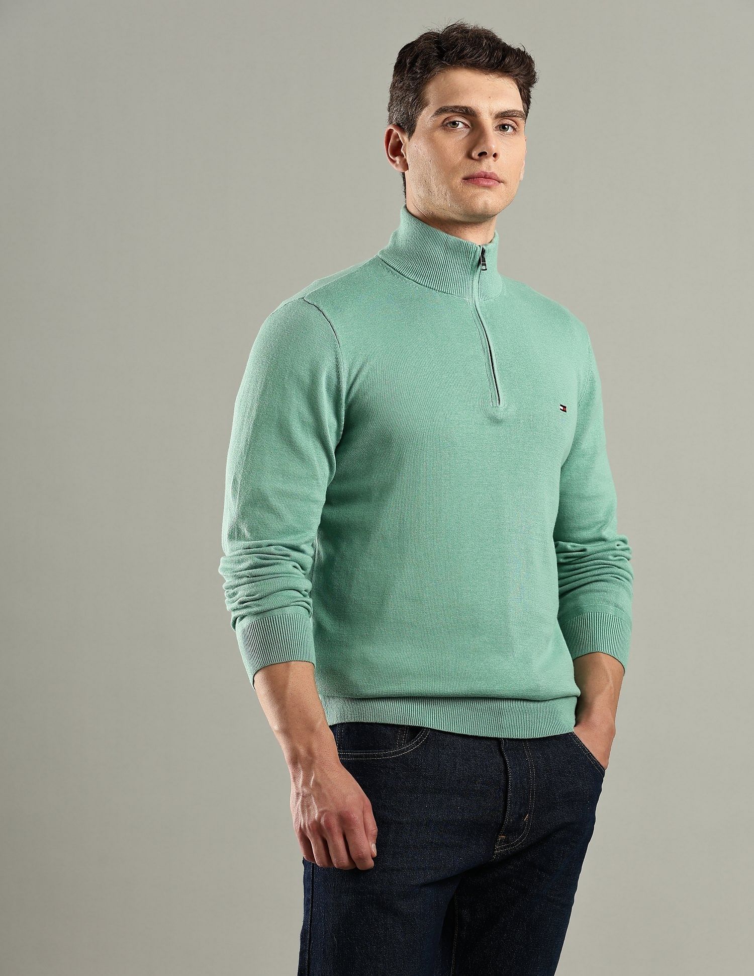 Tommy Hilfiger Solid Regular-Fit Cotton Sweater