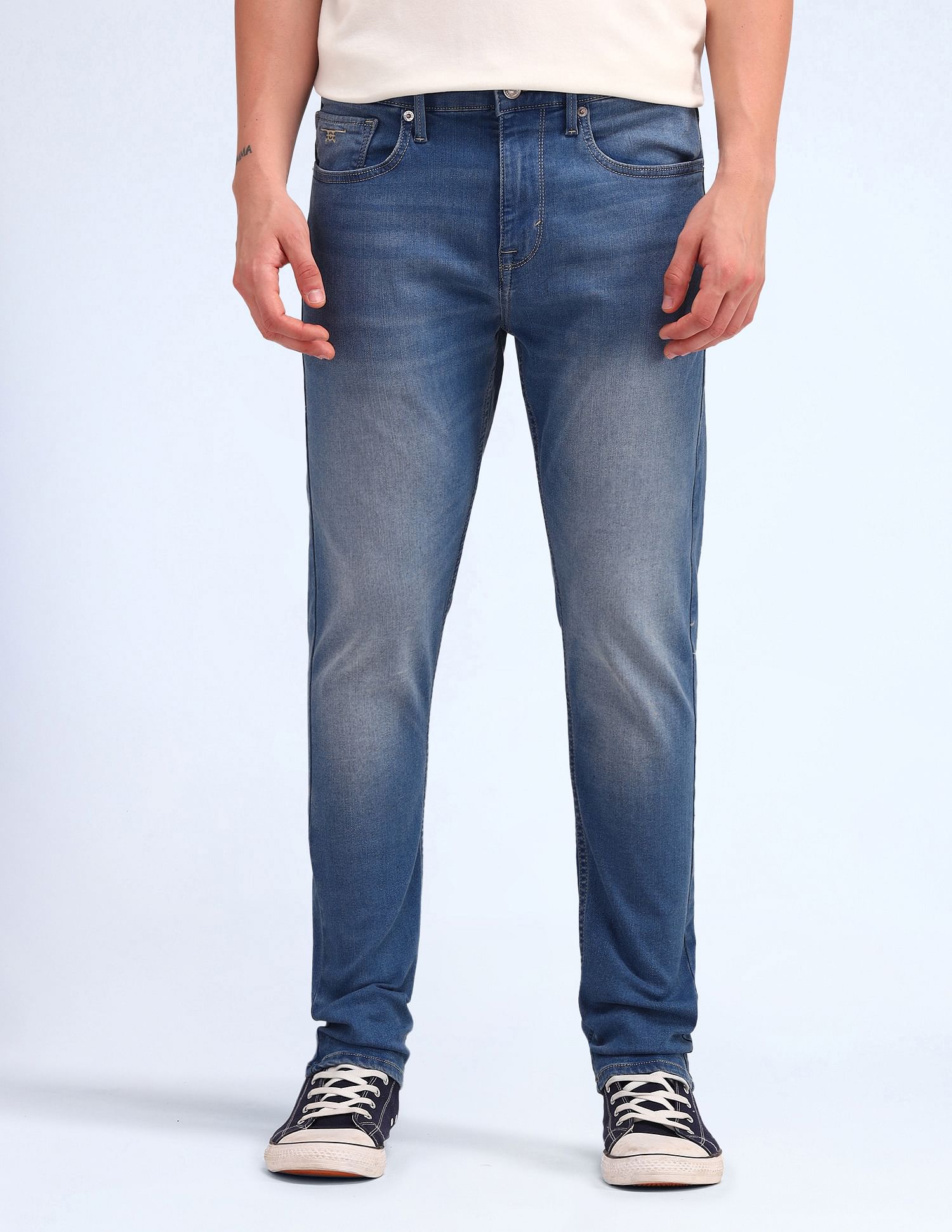 Flying Machine Slash Slim Tapered Fit Blue Jeans