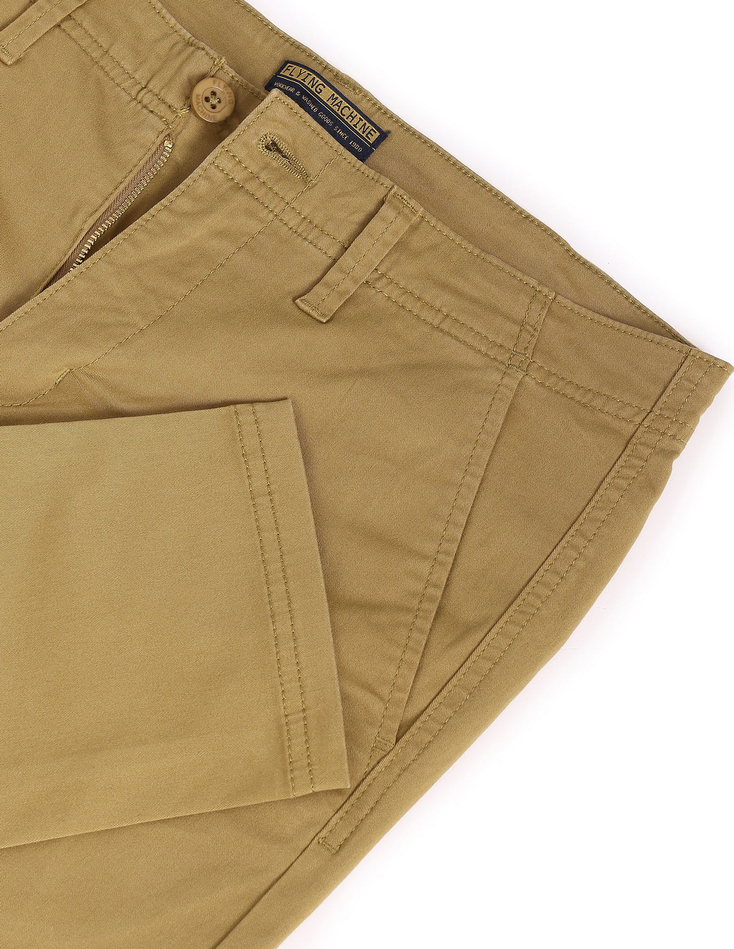 Flying Machine Mid Rise Twill Solid Trousers
