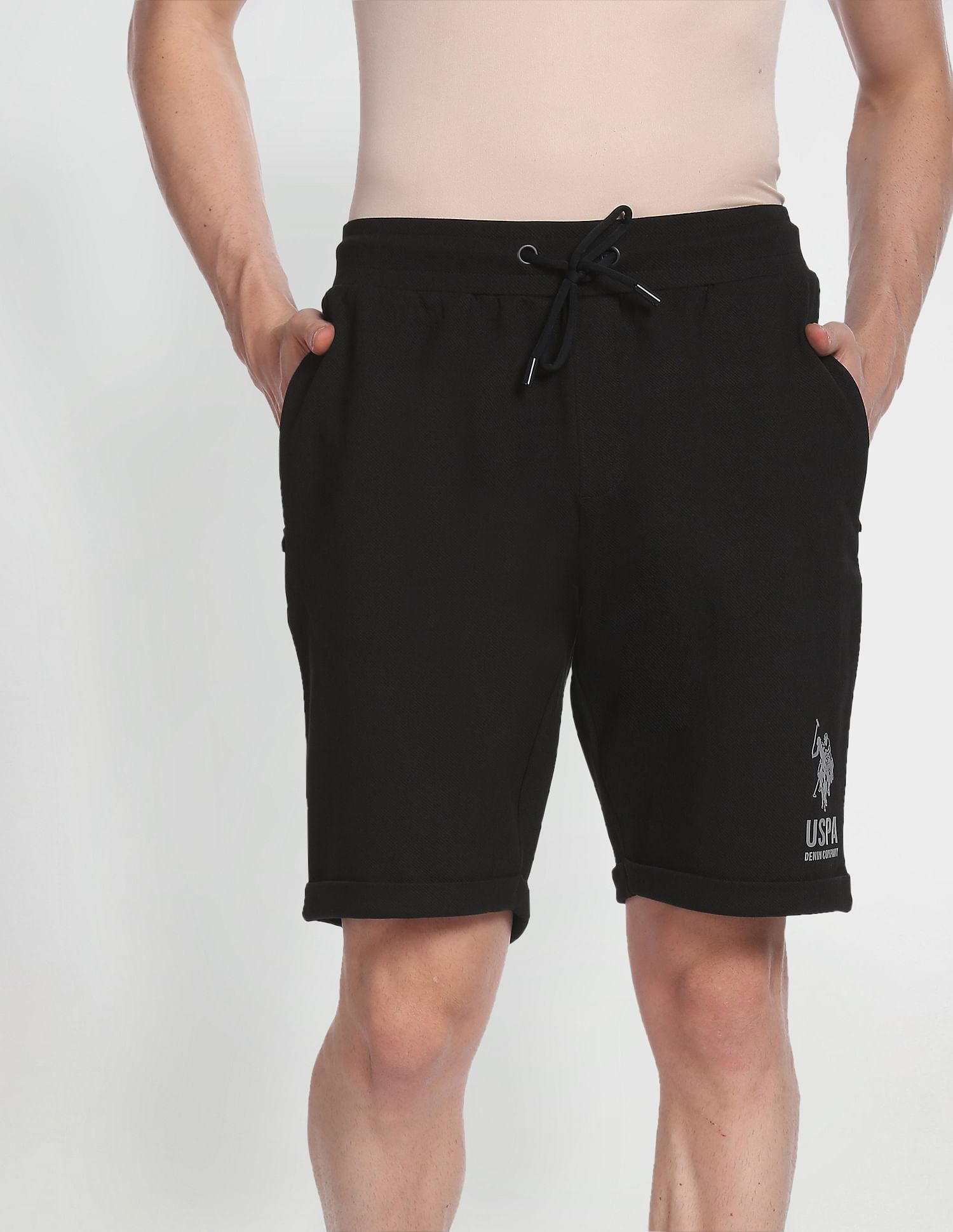 U.S. Polo Assn. Denim Co. Mid Rise Knitted Solid Shorts