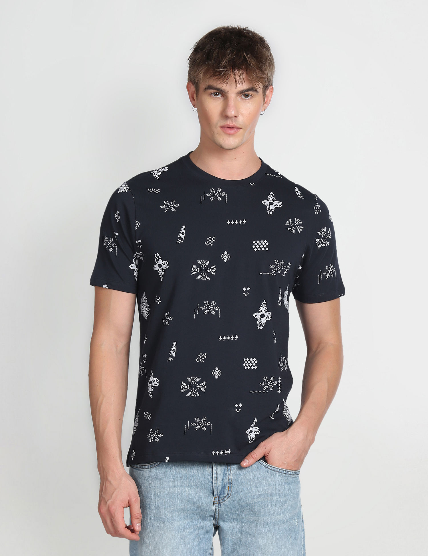 Flying Machine Graphic Print Cotton T-Shirt