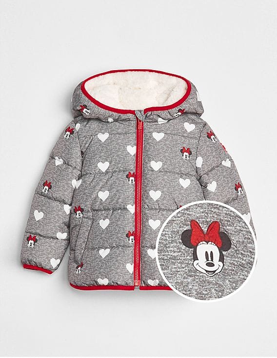 GAP Baby Grey Disney Minnie Mouse Puffer Jacket