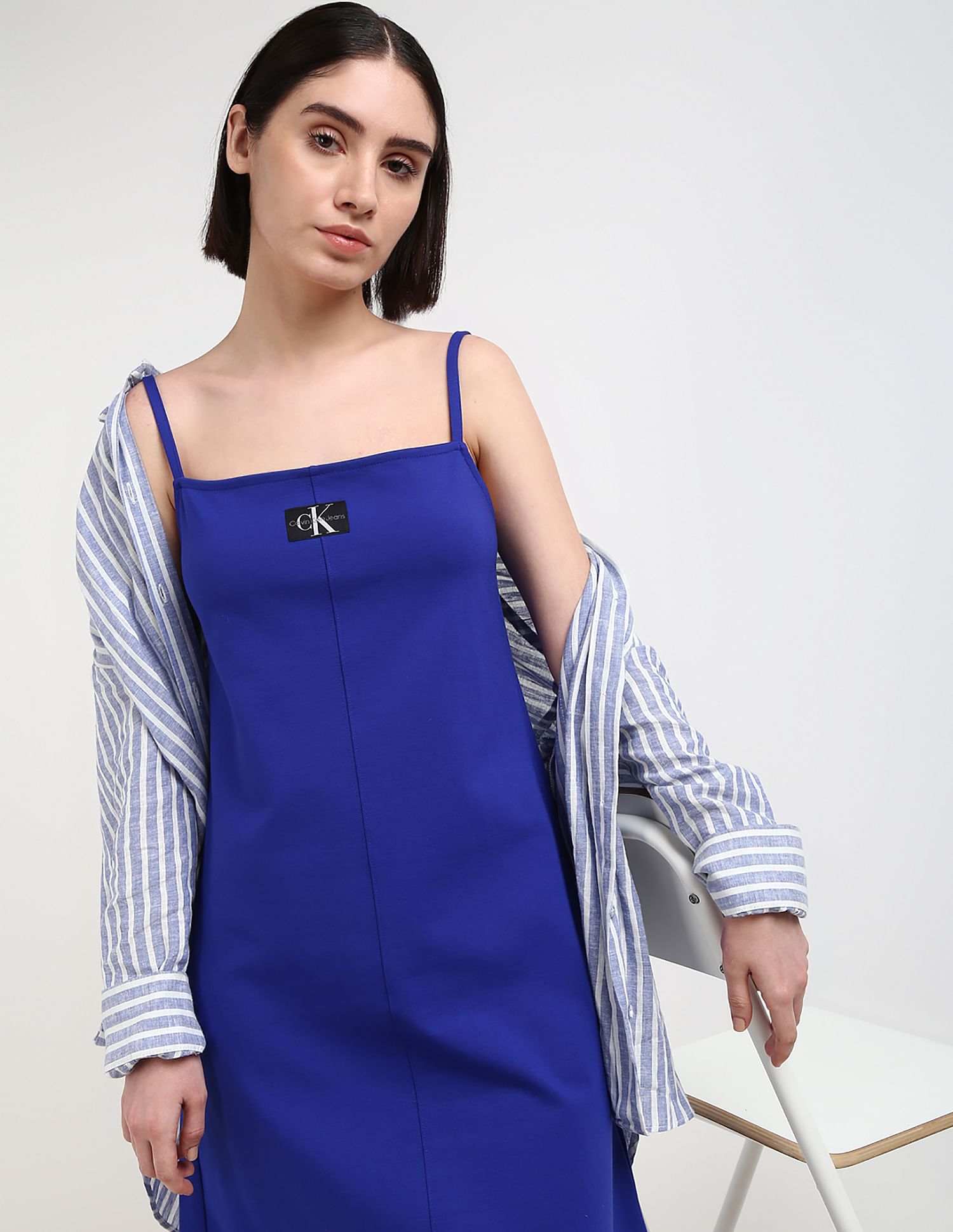 Buy Calvin Klein Jeans Solid Fit Flare Strappy Dress NNNOW