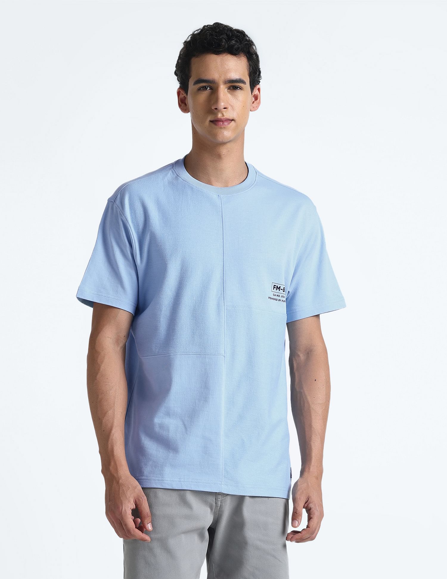Flying Machine Panelled Solid Oversized T-Shirt