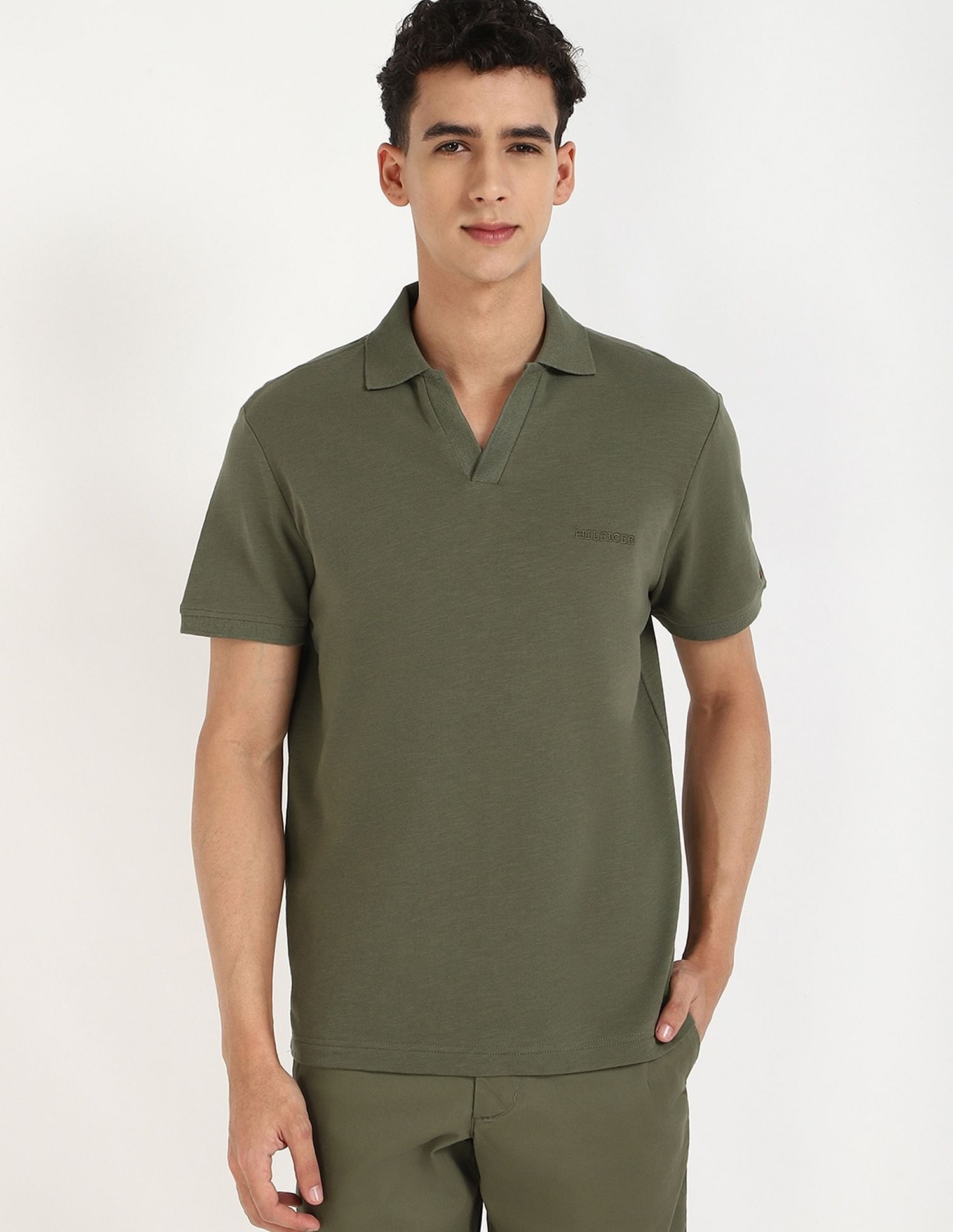 Tommy Hilfiger Solid Regular-Fit Cotton Polo Shirt