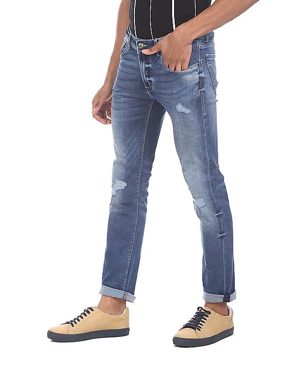 Flying Machine Michael Slim Tapered Fit Ripped Jeans
