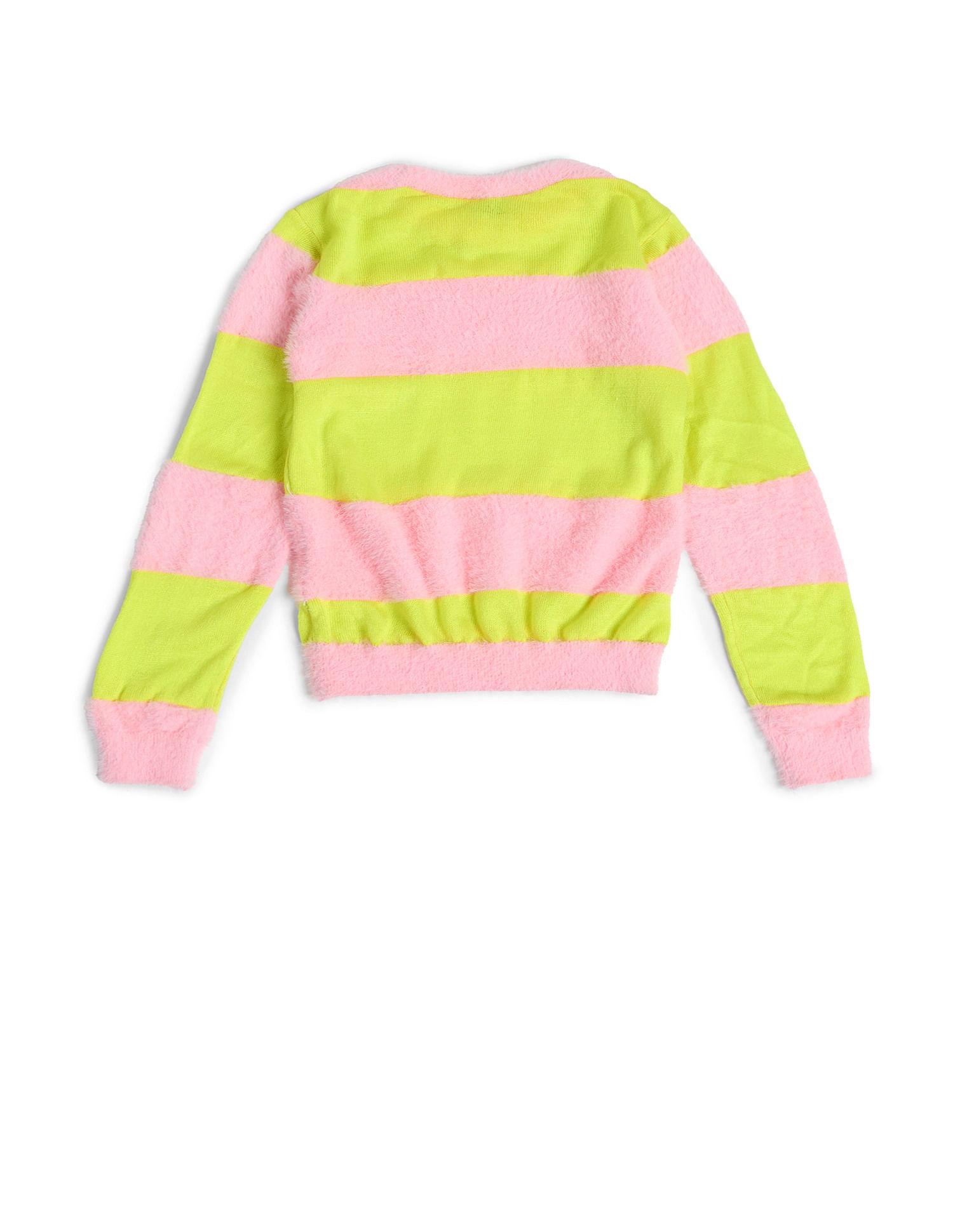 U.S. Polo Assn. Kids Girls Horizontal Stripe Sweater