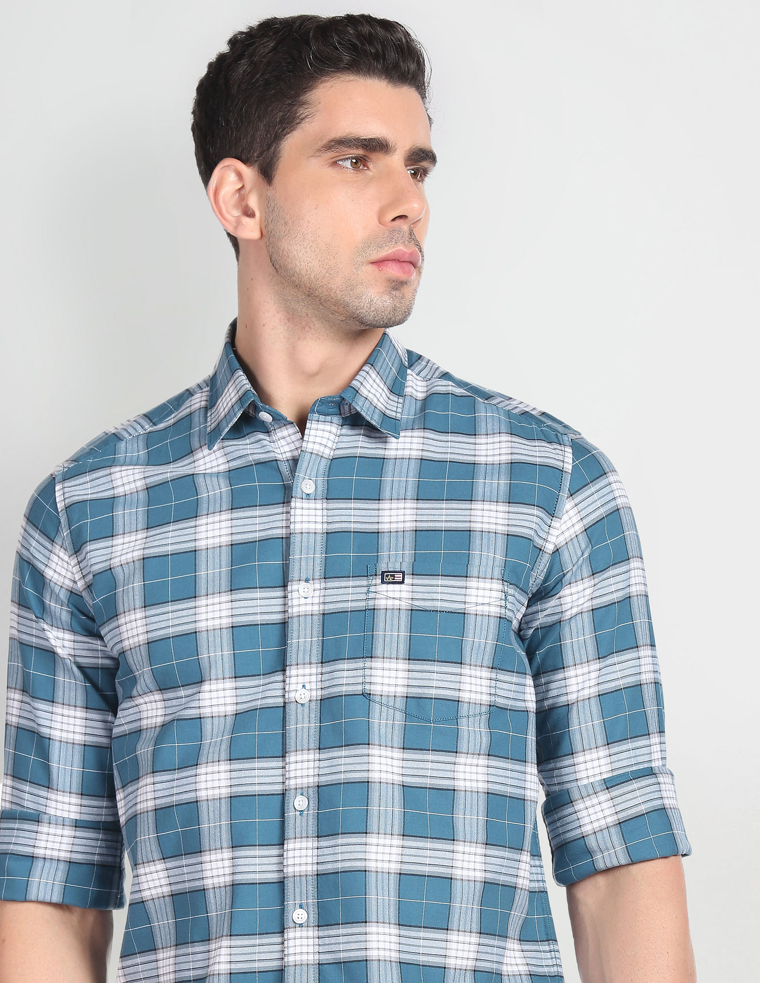 Arrow Sports Cutaway Collar Tartan Check Shirt