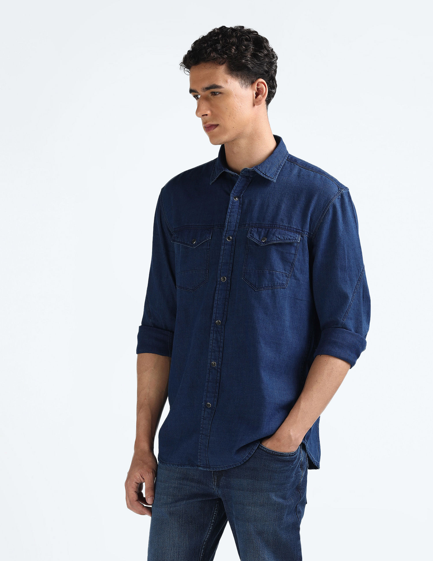 Flying Machine Chambray Weave Cotton Shirt