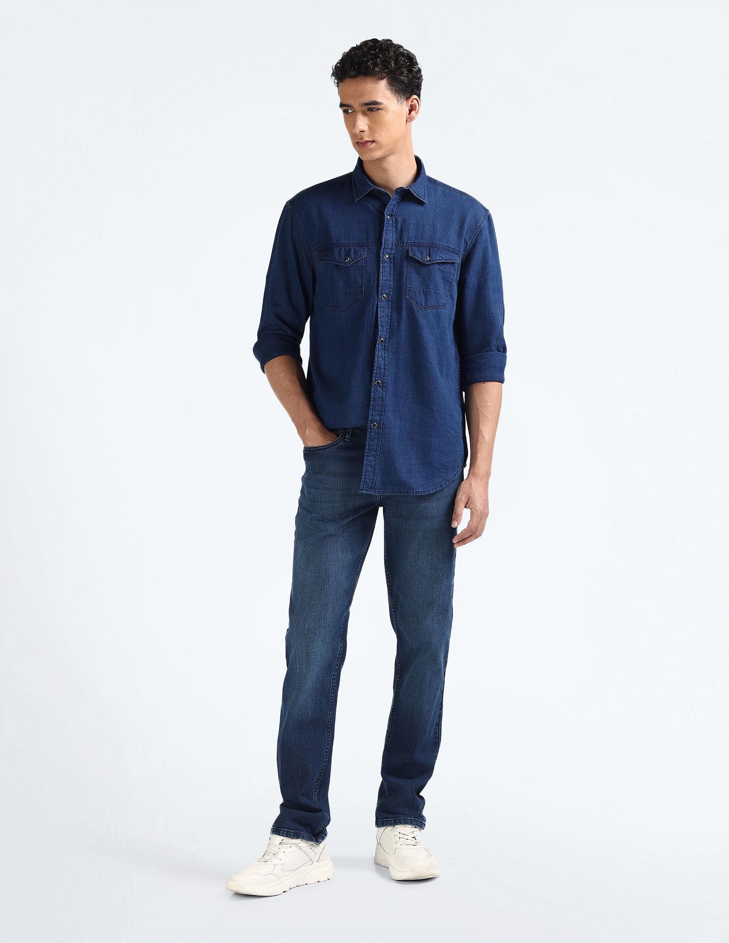 Flying Machine Chambray Weave Cotton Shirt