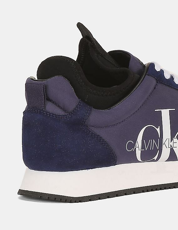 Calvin Klein Men Medieval Blue Jemmy Tonal Panel Lace Up Sneakers