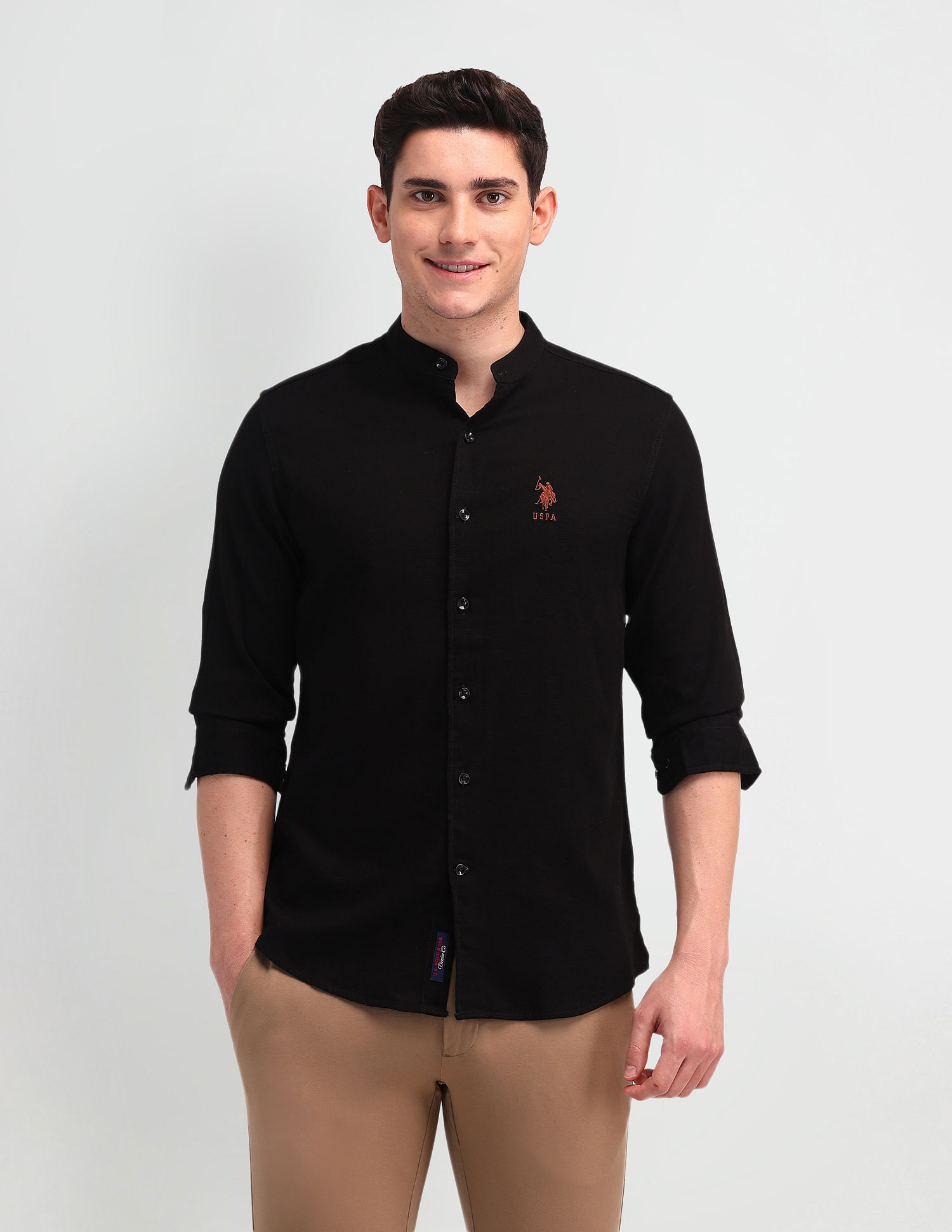 U.S. Polo Assn. Denim Co. Mandarin Collar Knitted Shirt