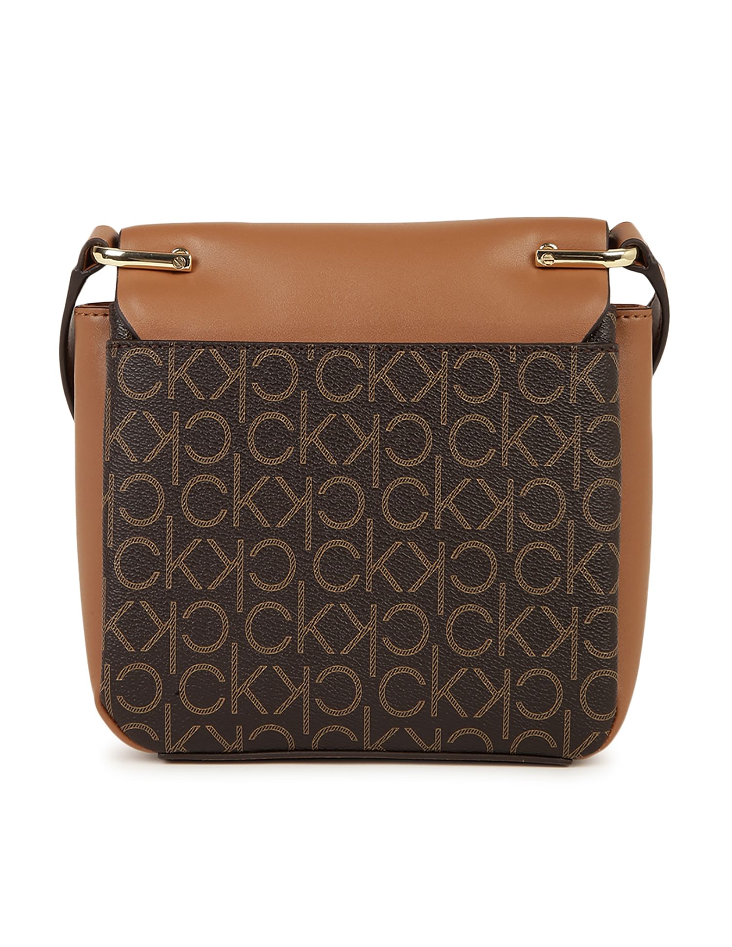 Calvin Klein Monogram hot Crossbody Bag In Dark brown and Tan