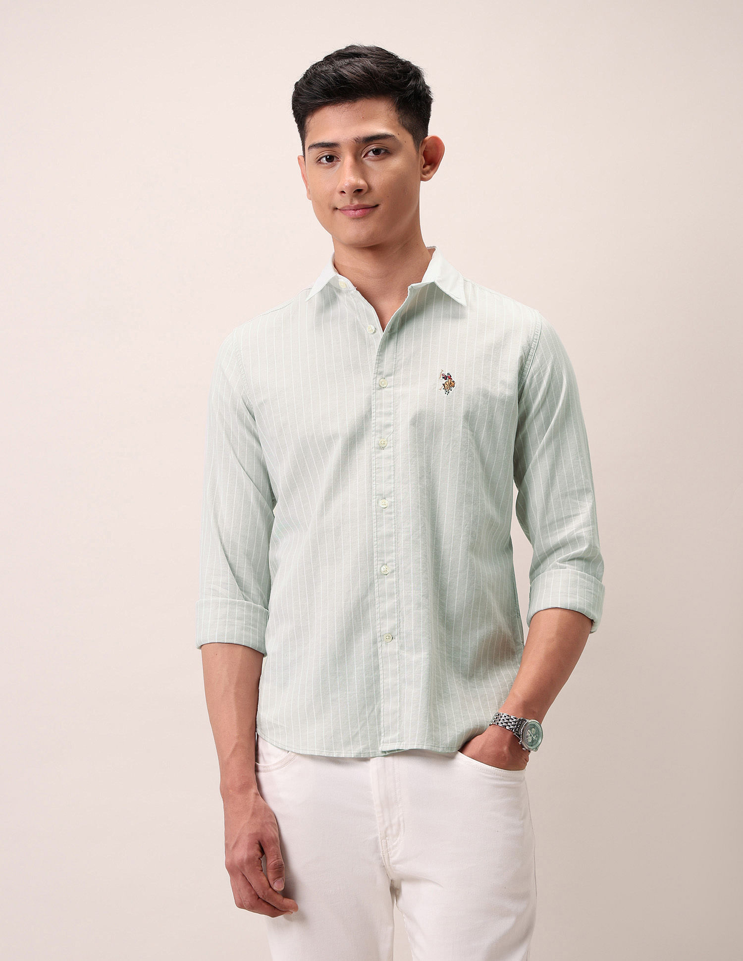 U.S. Polo Assn. Denim Co. Vertical Striped Pure Cotton Shirt