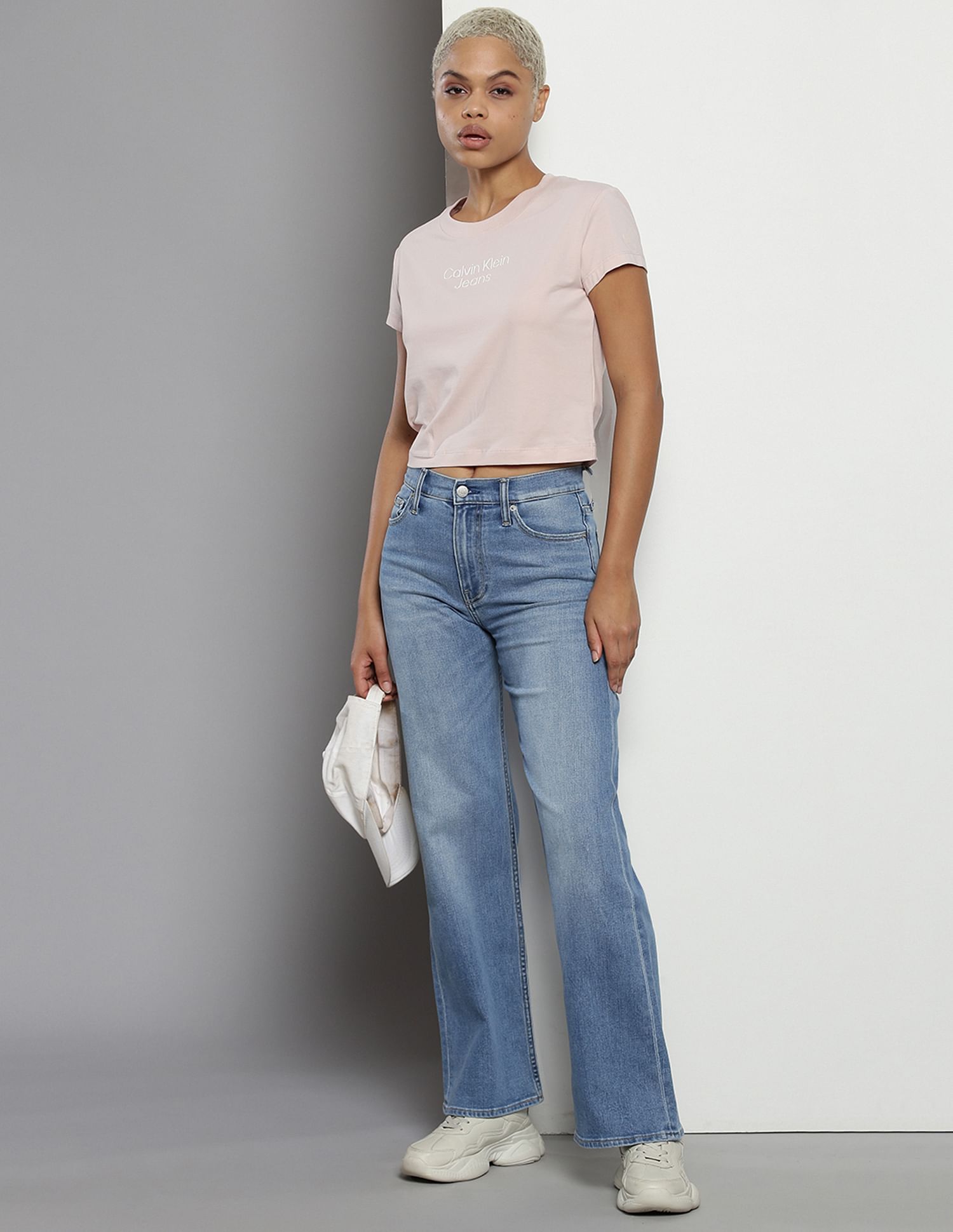 Calvin Klein High Rise Wide Leg Fit Jeans