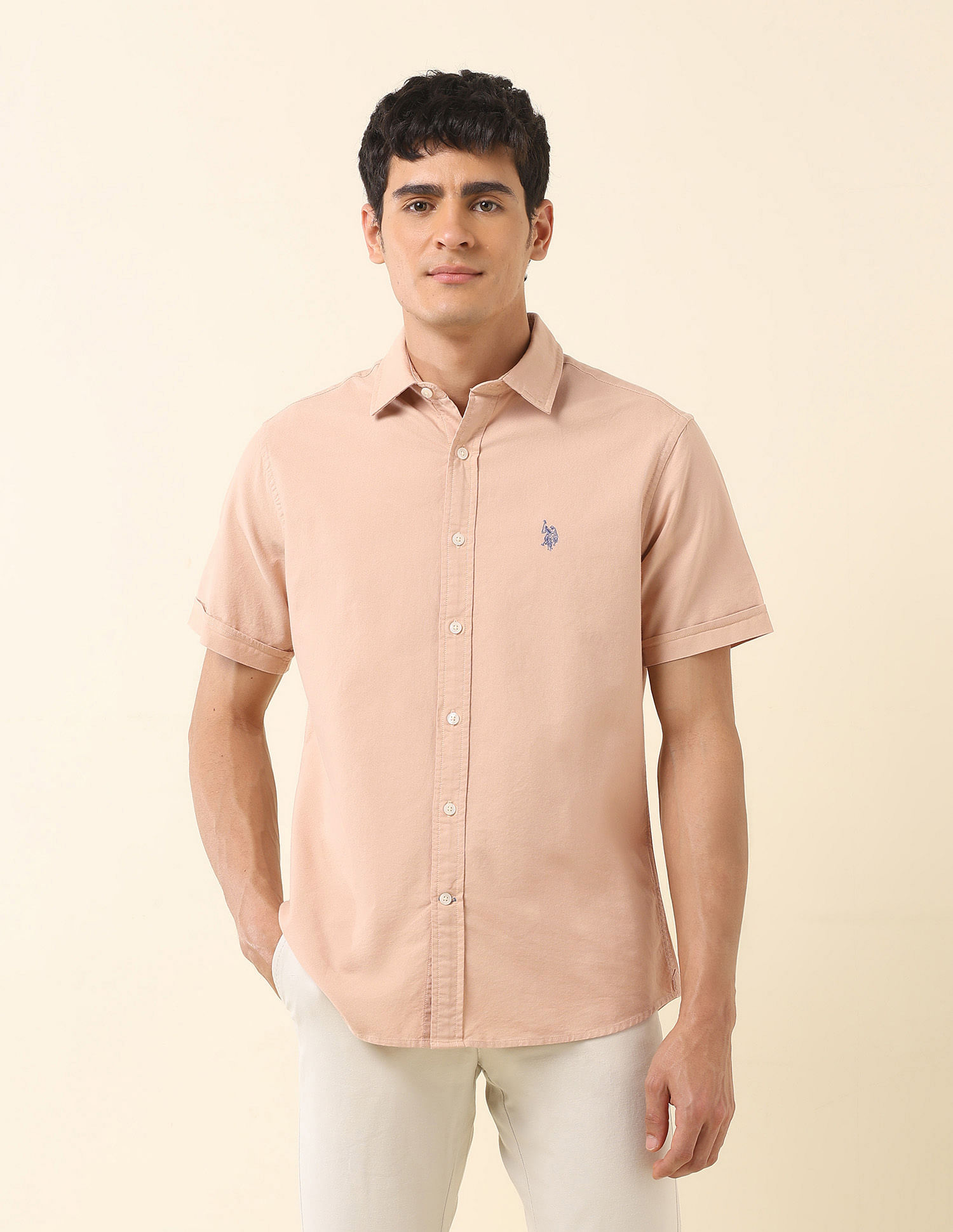 U.S. Polo Assn. Tailored Fit Solid Pure Cotton Shirt