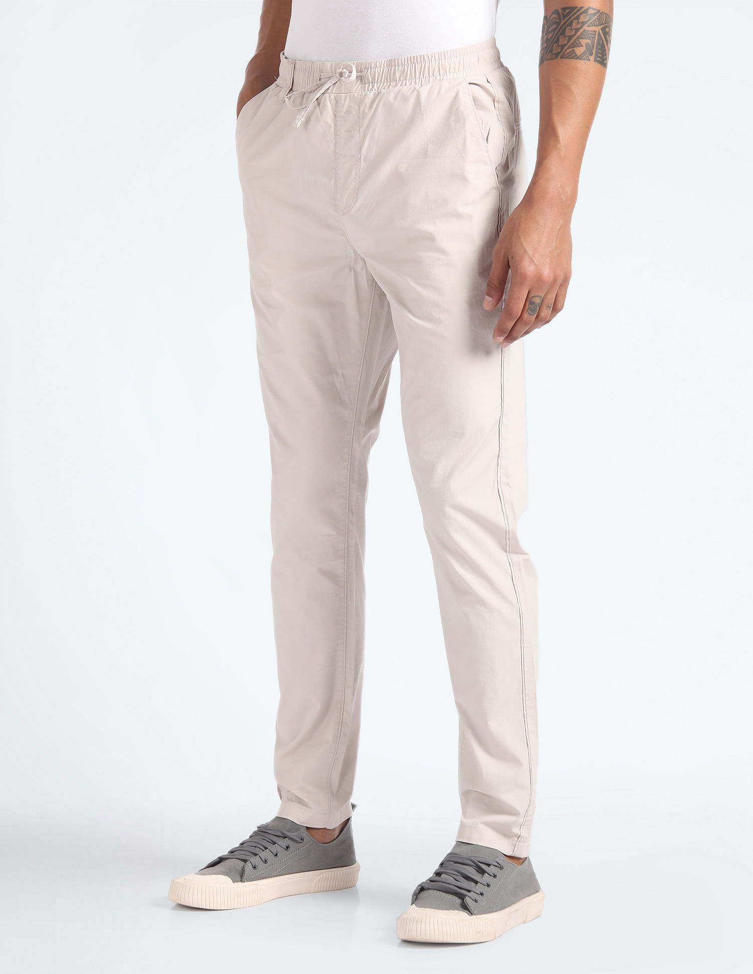 Flying Machine Cotton Solid Trousers