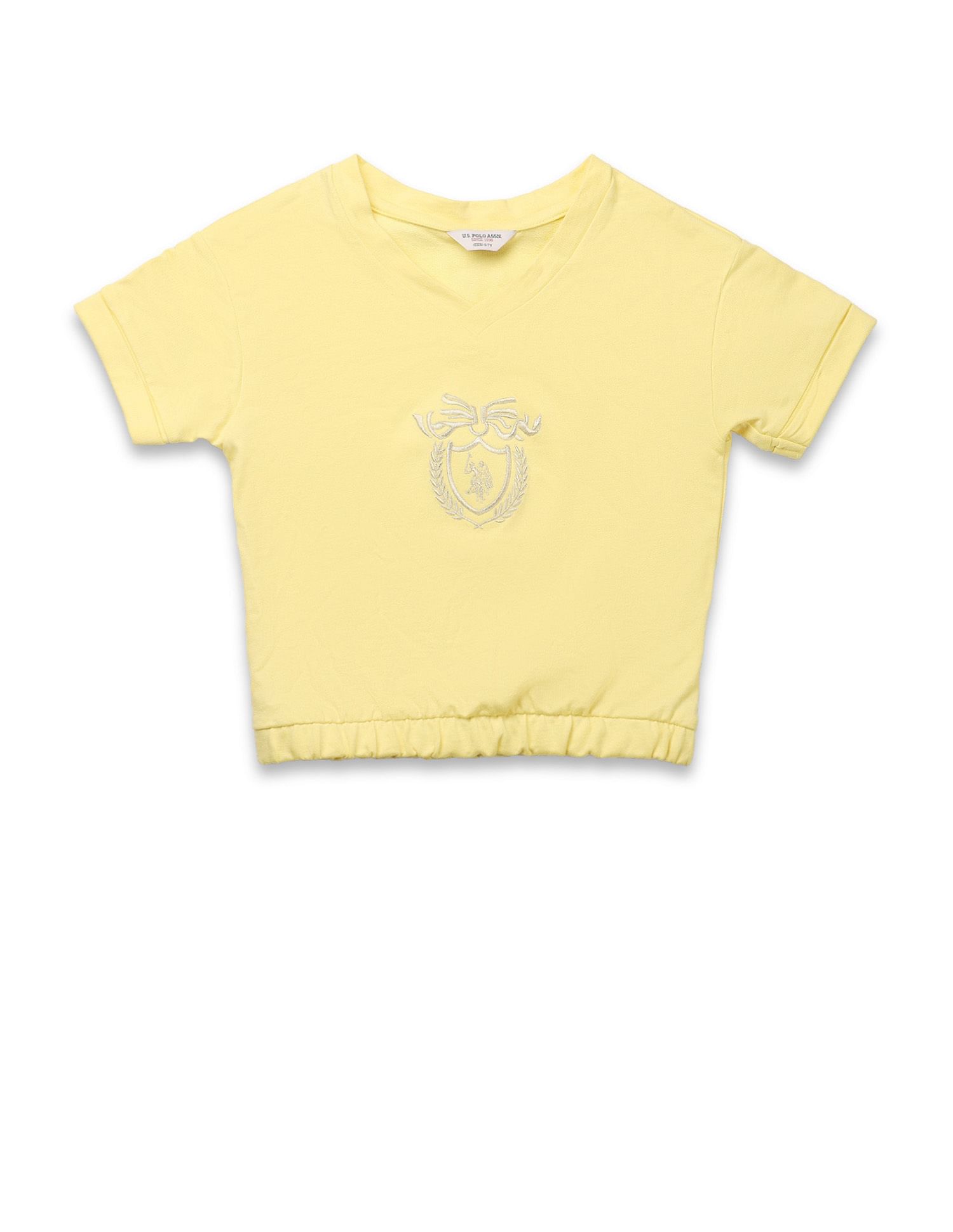 U.S. Polo Assn. Kids Girls Crest Embroidered Cotton T-Shirt