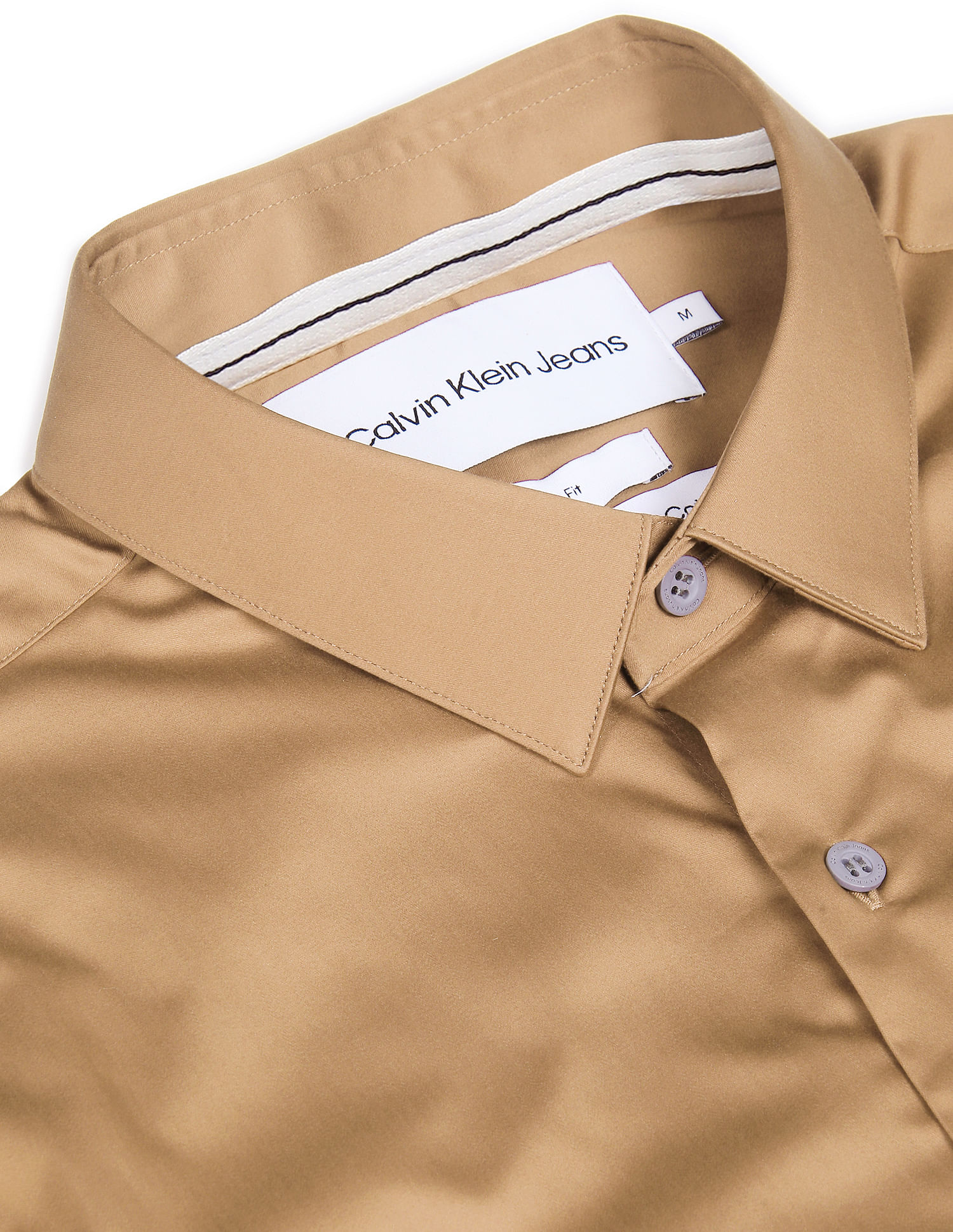Calvin Klein Jeans Men Brown Slim Fit Colour Block Yoke Formal Shirt