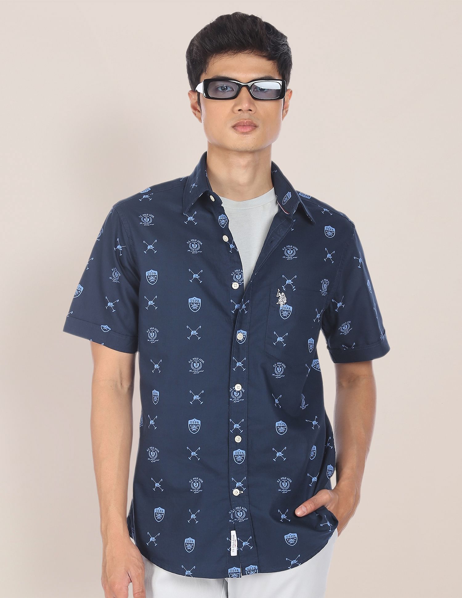 U.S. Polo Assn. Spread Collar Printed Casual Shirt