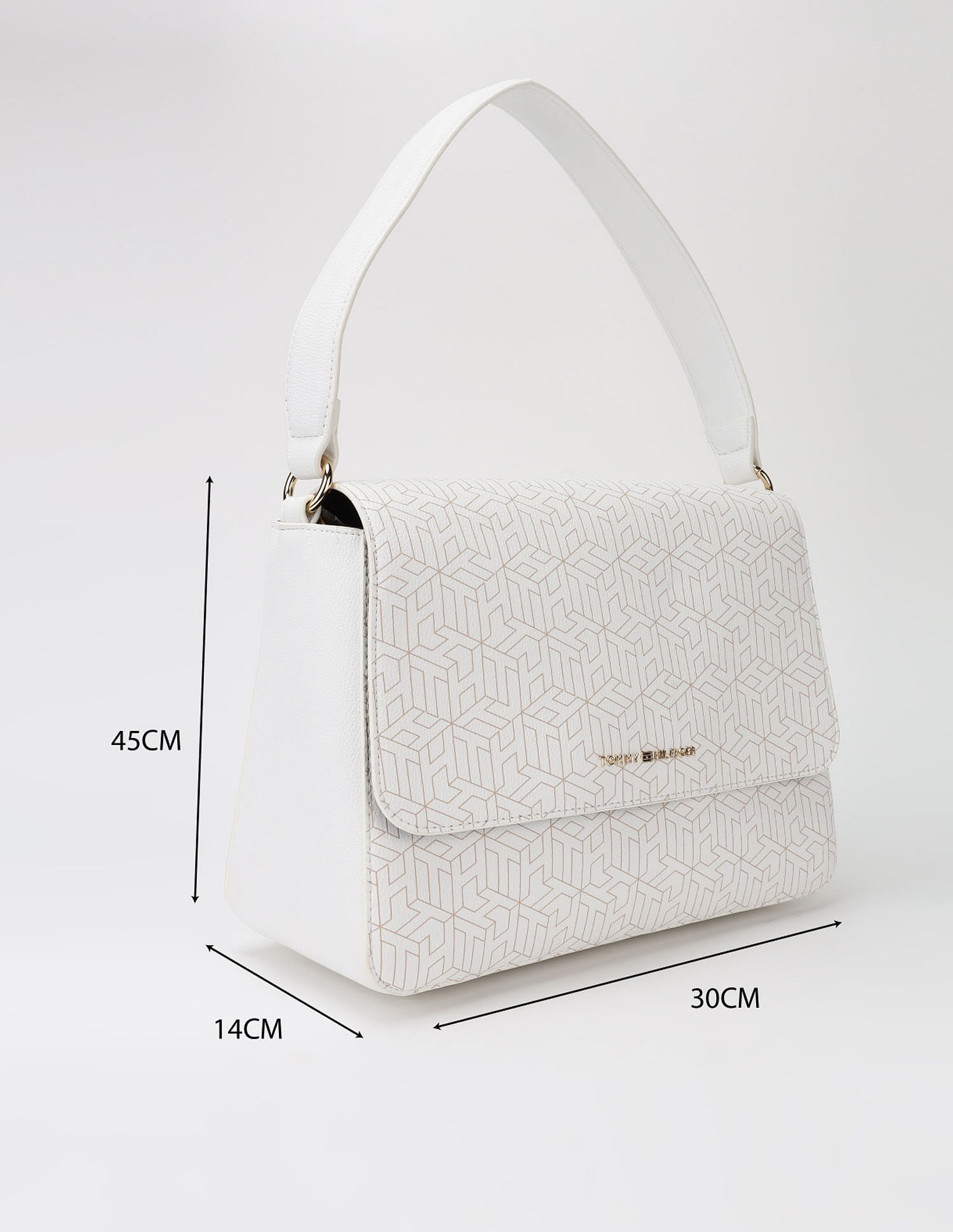 Tommy Hilfiger Logo Beige Pu Hand Bag