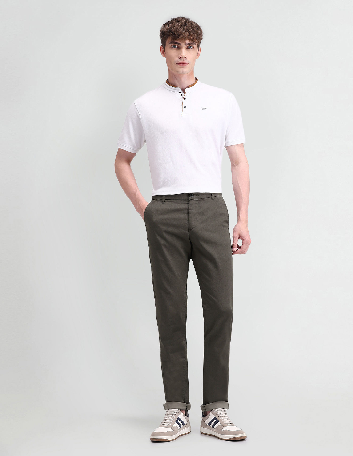 Arrow Sport Slim Fit Solid Trousers
