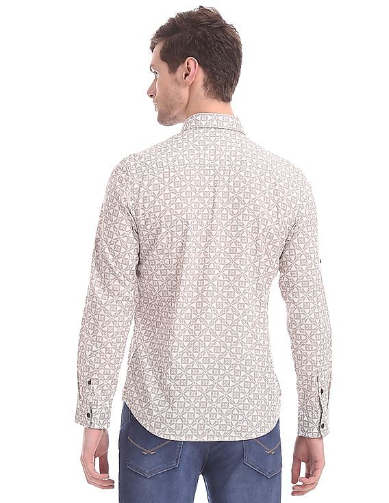 U.S. Polo Assn. Denim Co. Button Down Collar Geometric Print Shirt