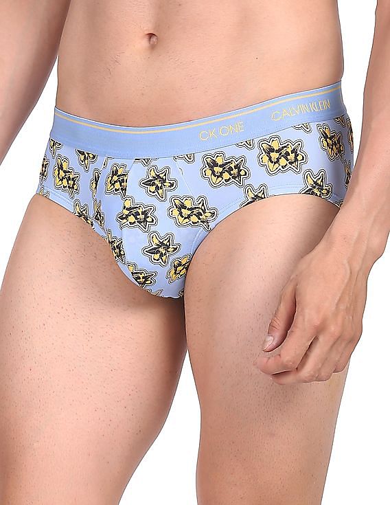 Calvin Klein Underwear Men Blue Low Rise Floral Print Hip Briefs