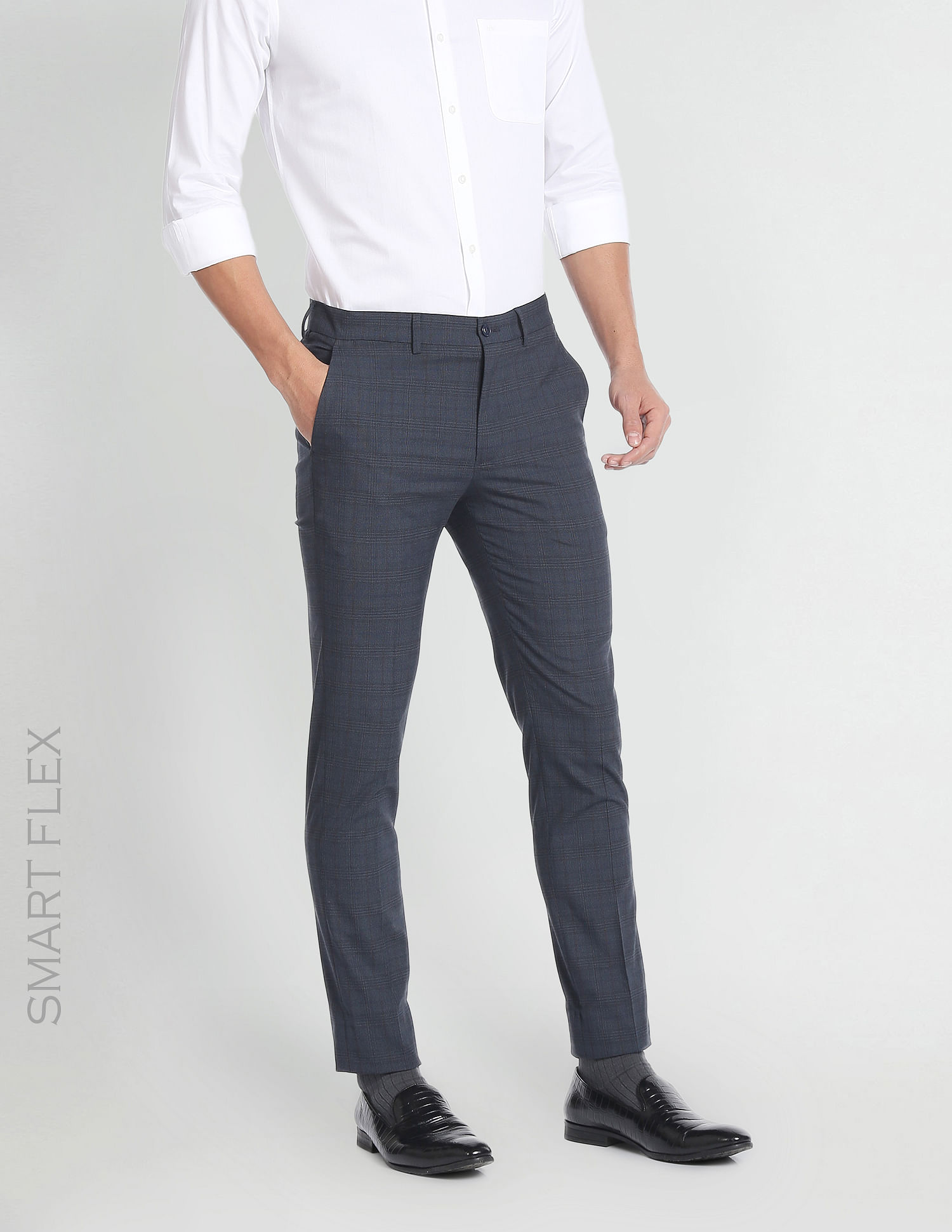Buy Arrow New York Men Grey Linen Blend Slim Fit Formal Trousers - Trousers  for Men 257039 | Myntra
