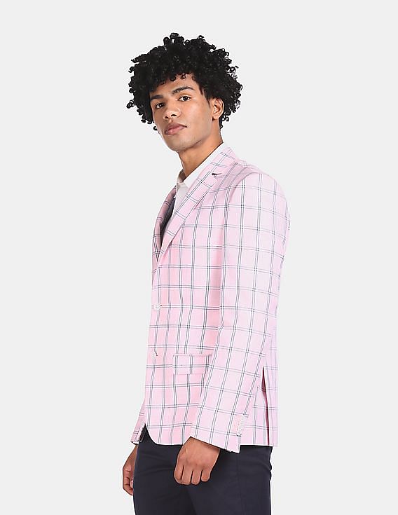 pink checkered blazer