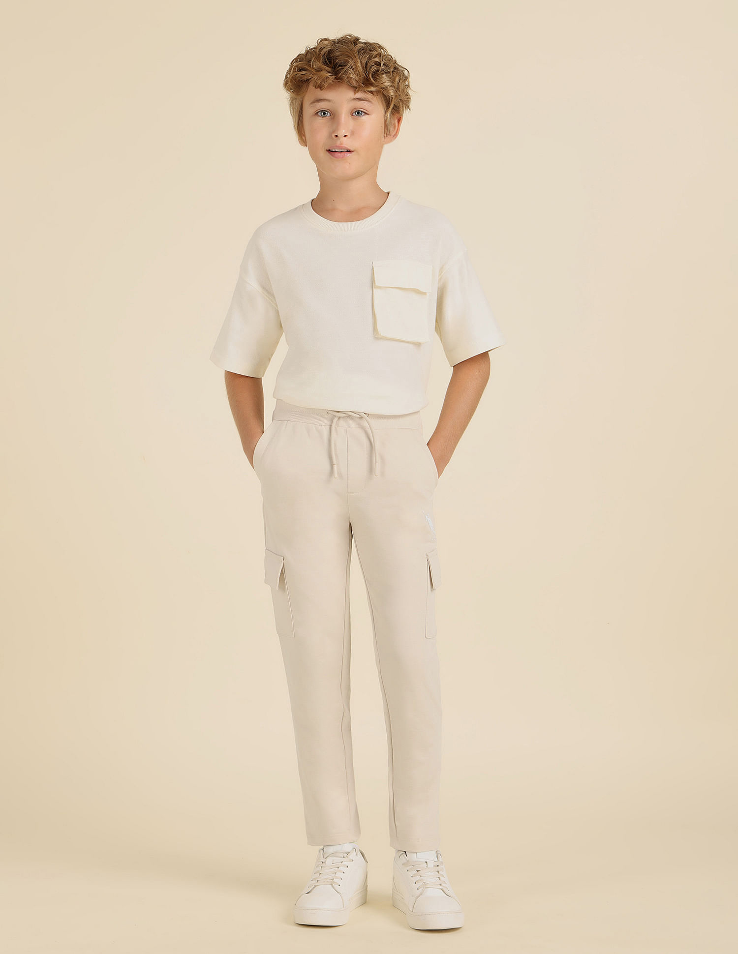 U.S. Polo Assn. Kids Boys Solid Pure Cotton Track Pants