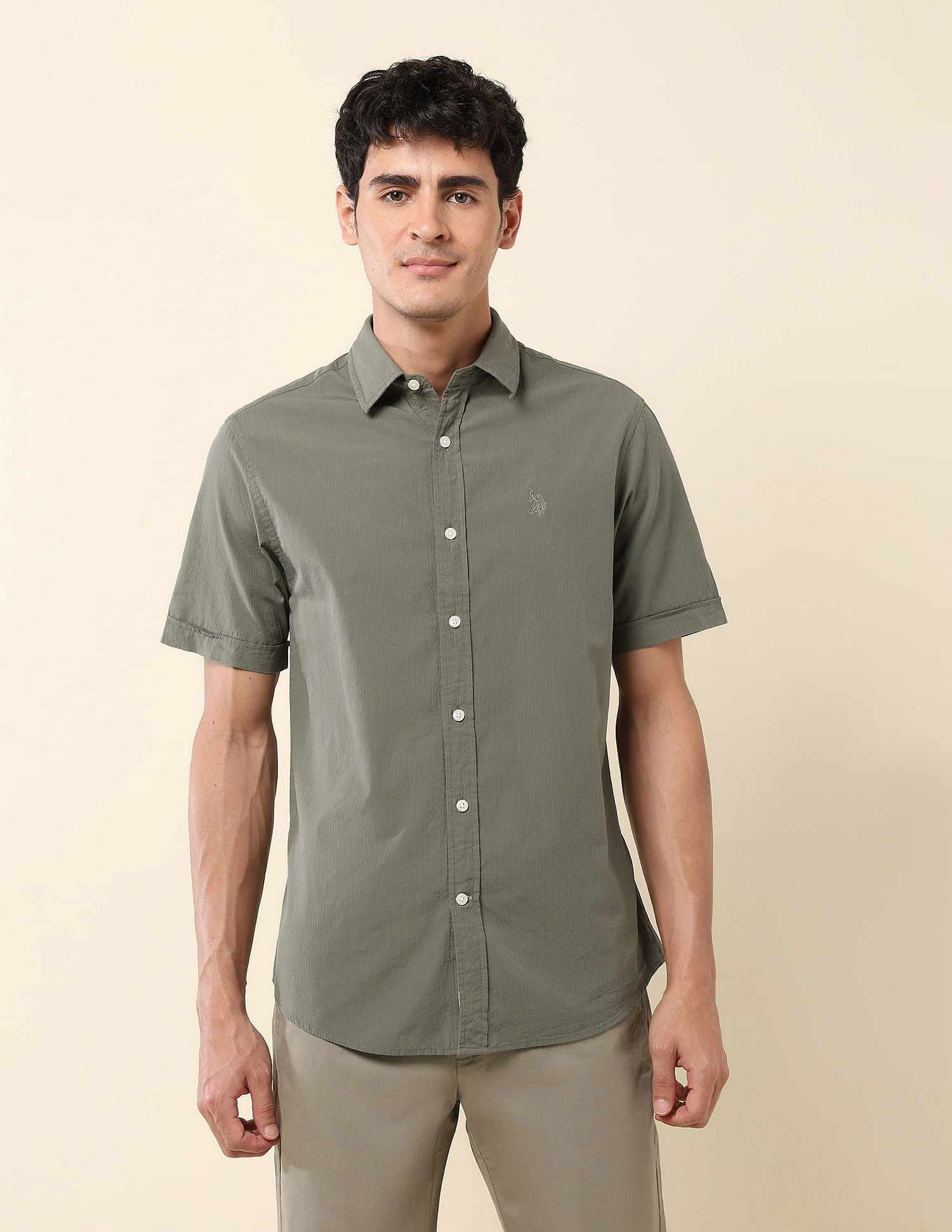 U.S. Polo Assn. Textured Pure Cotton Shirt