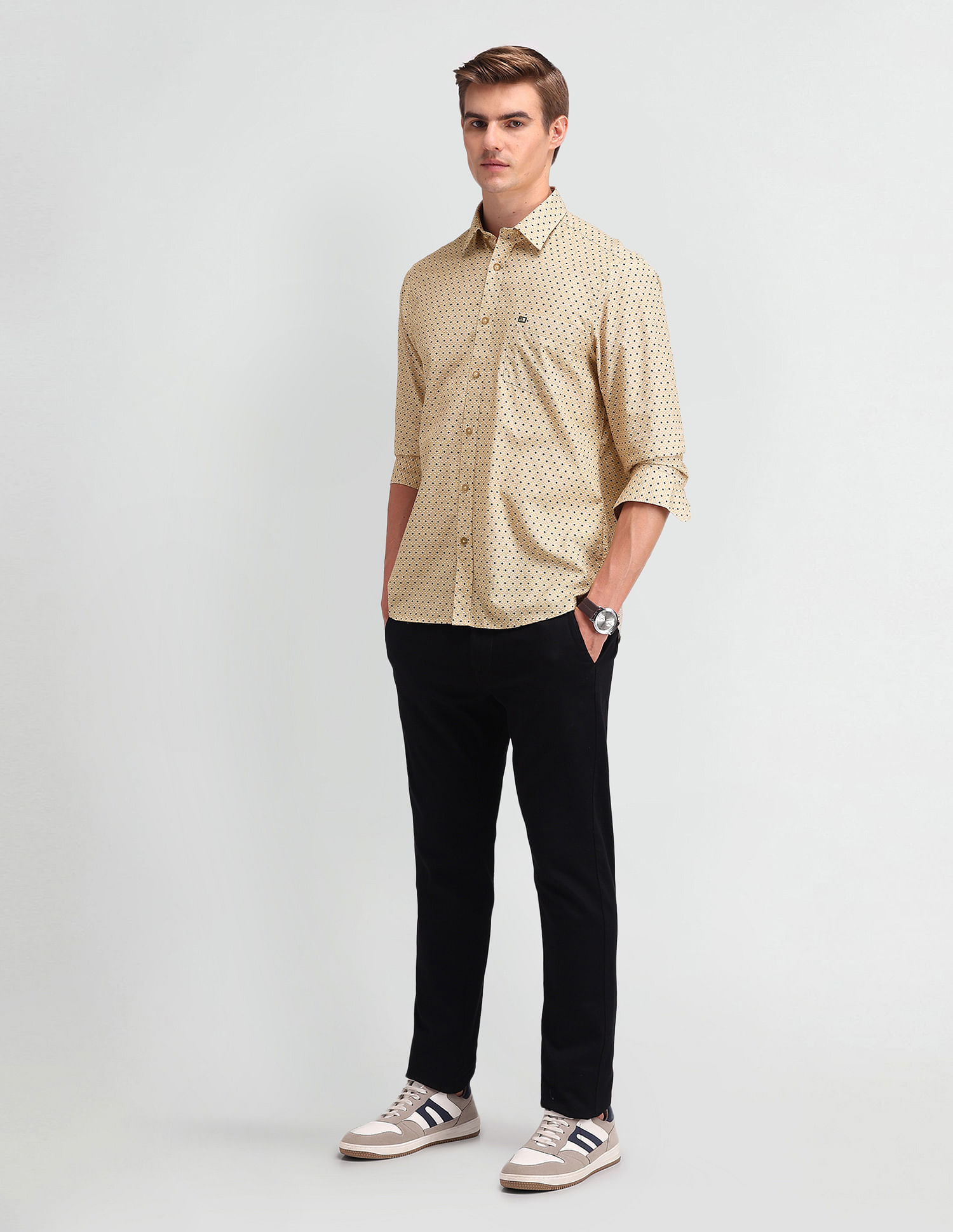 Arrow Sport Geometric Print Cotton Shirt