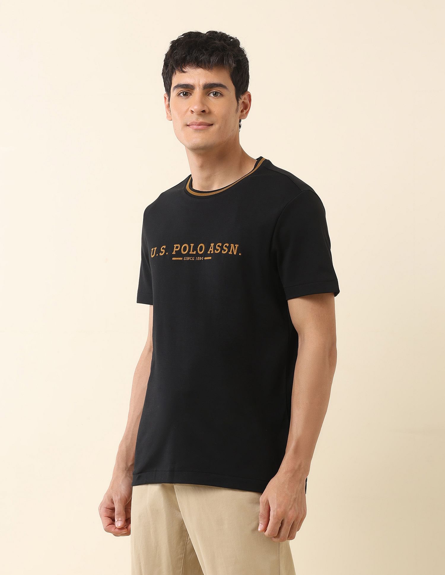 U.S. Polo Assn. Brand Embroidered Modern Monochrome T-Shirt
