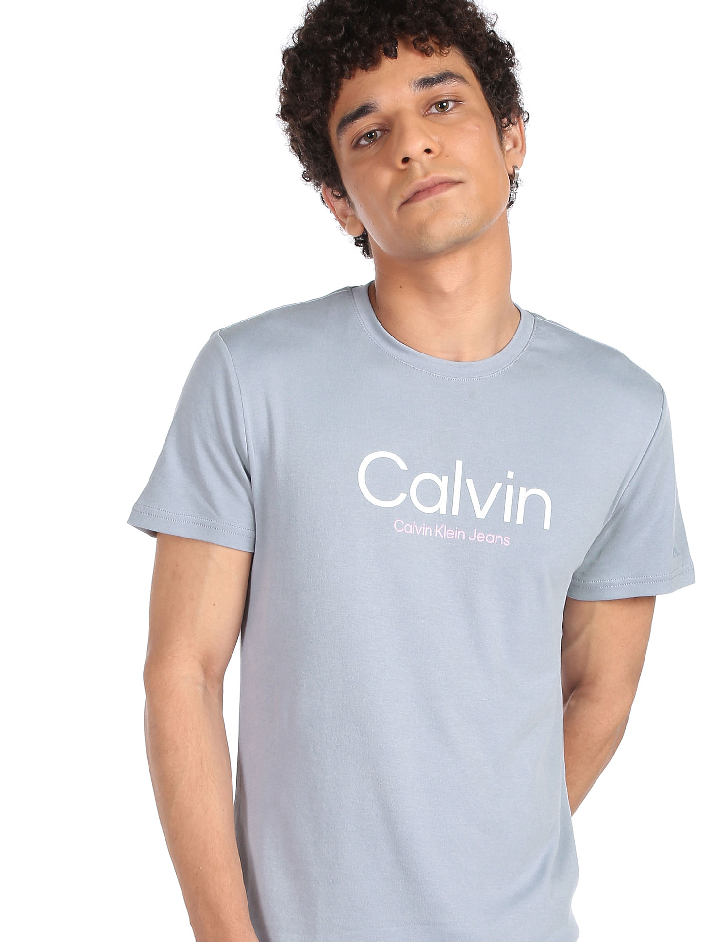 Calvin Klein Jeans T-shirt in neon blue/ white