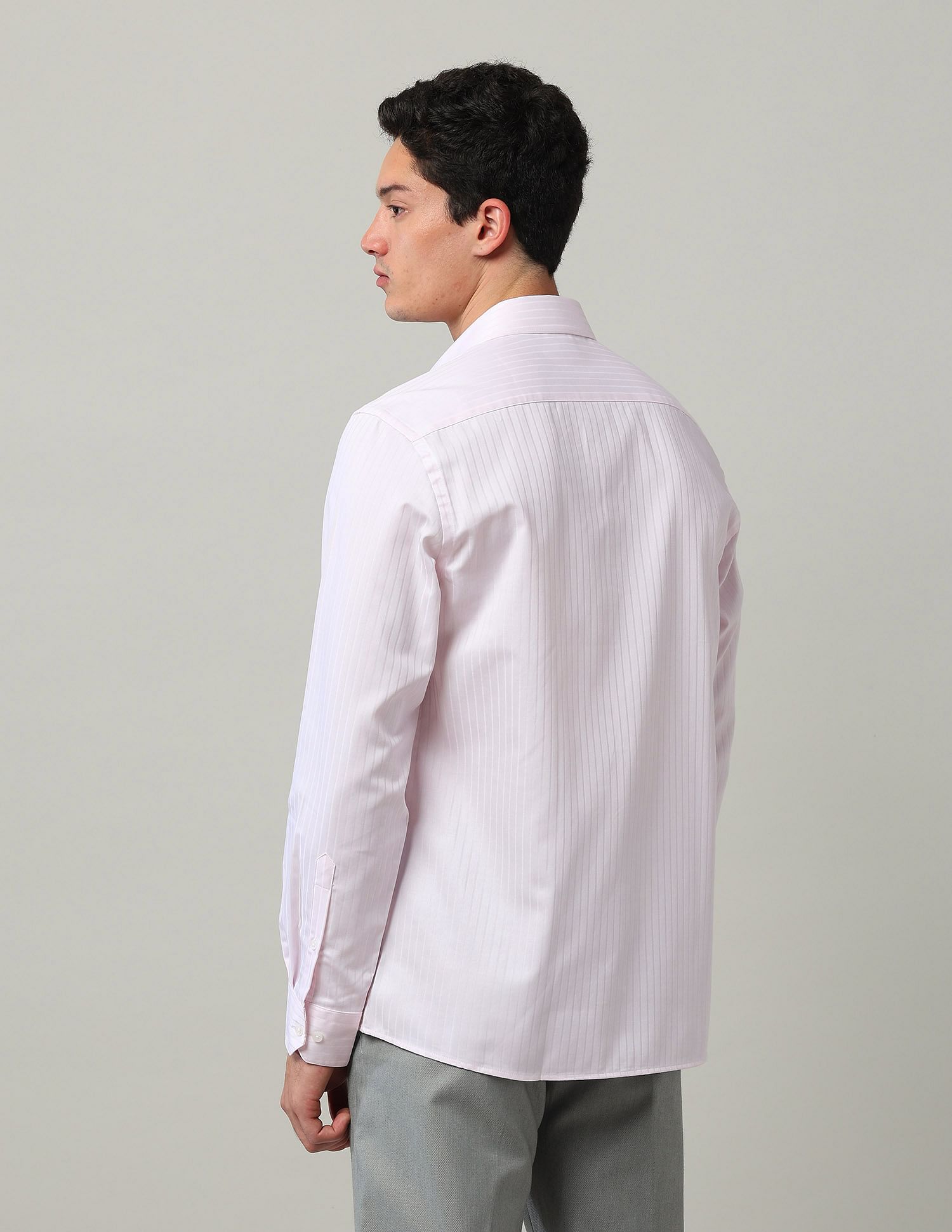Arrow Polyester Vertical Striped Shirt