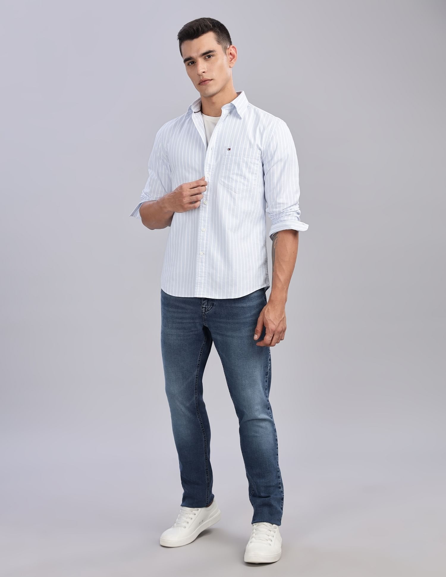 Tommy Hilfiger Vertical Stripes Regular-Fit Oxford Woven Shirt